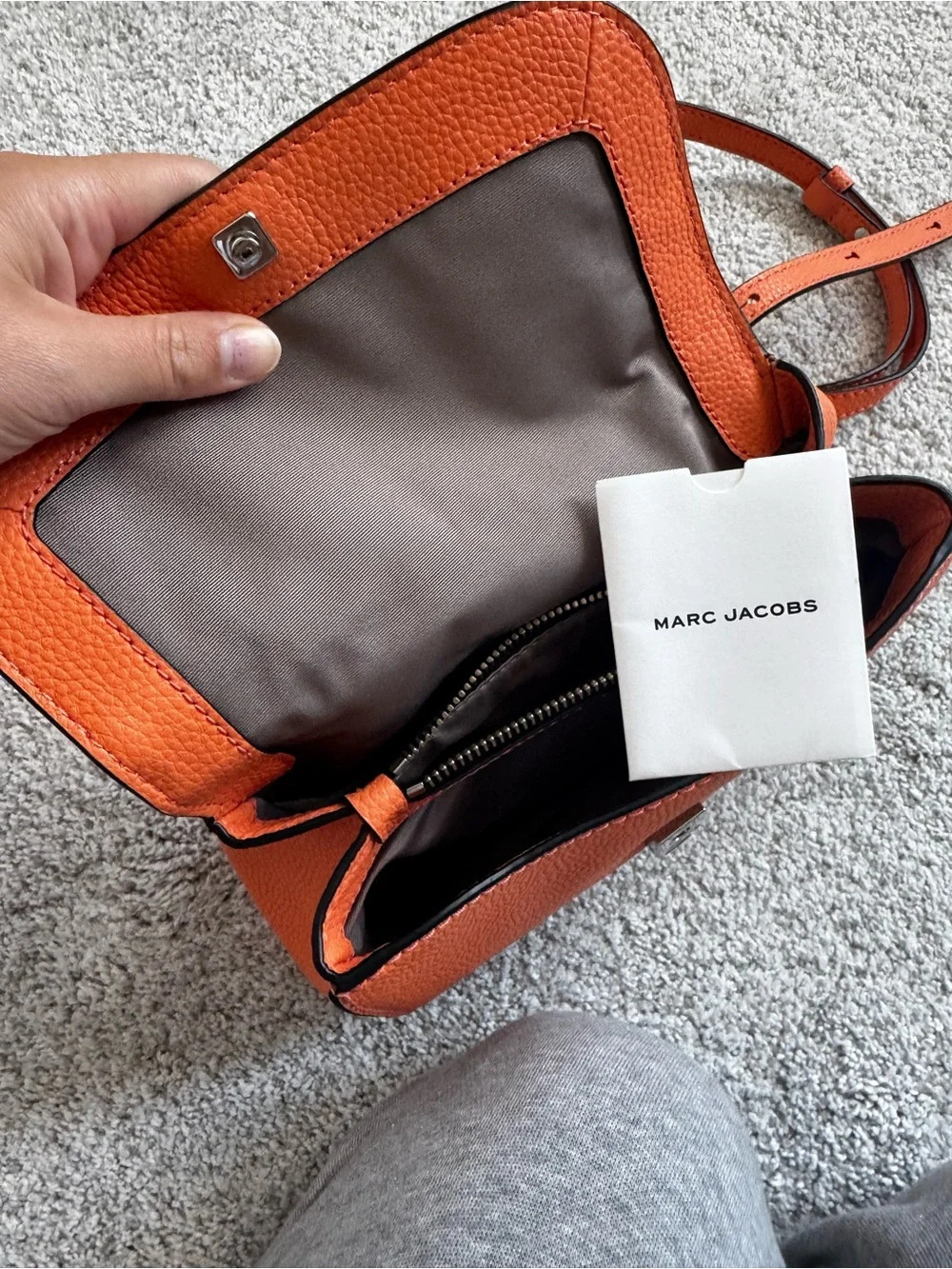 Marc Jacobs Orange Pebbled Leather Crossbody with Silver Hardware